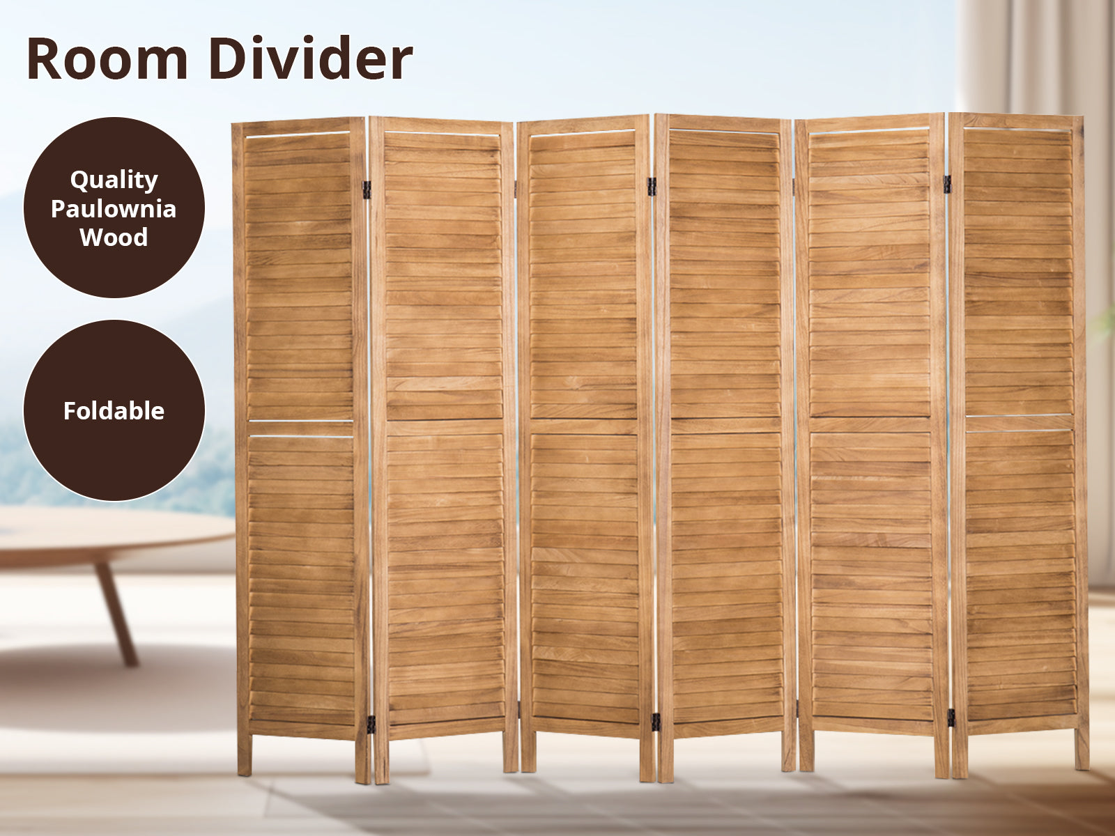 6-Panel Room Divider D S4 - Brown