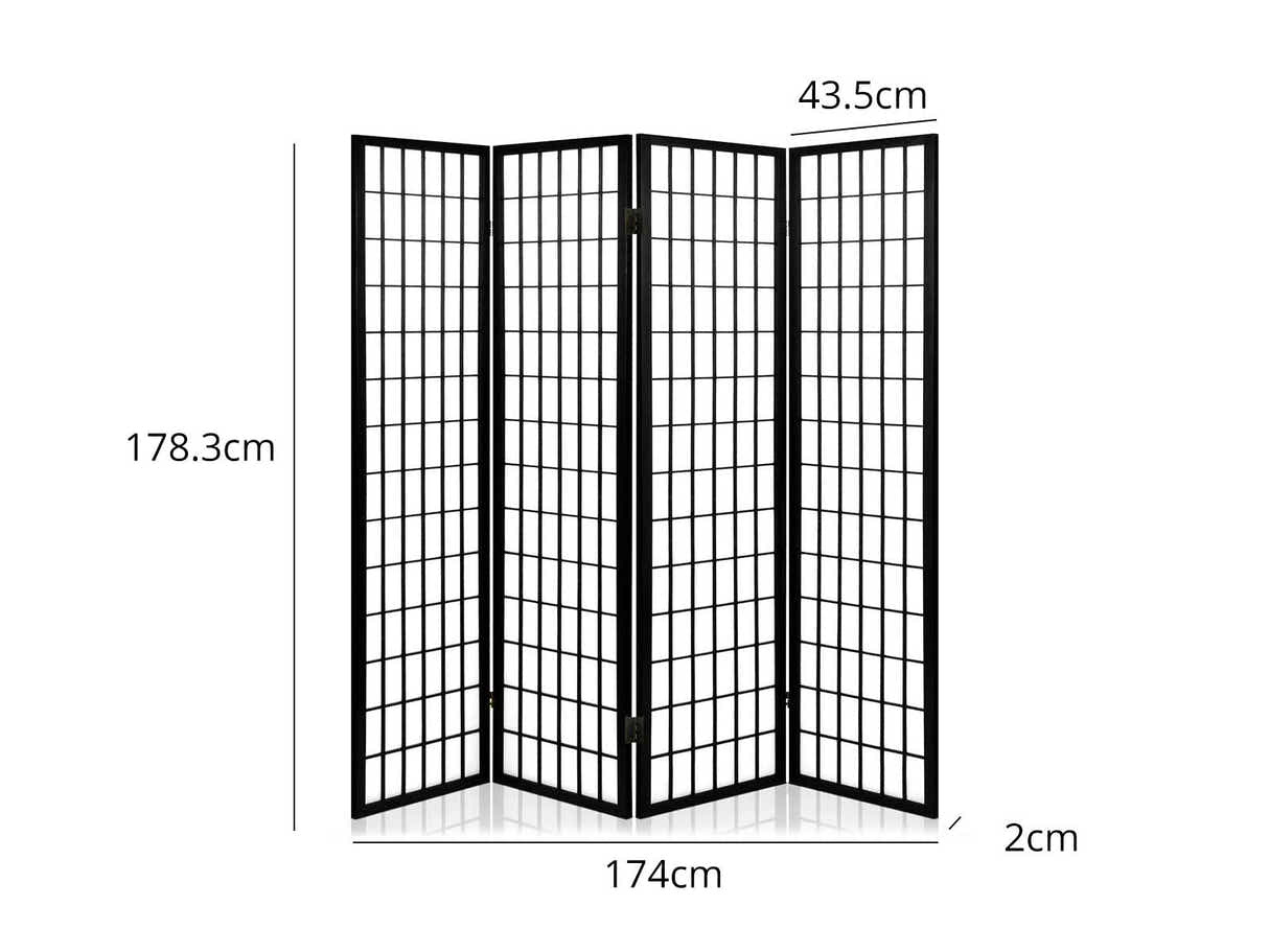 Room divider E P1 4 panel Black