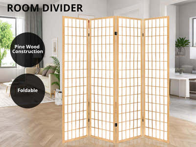 Room divider E P1 4 panel Natural