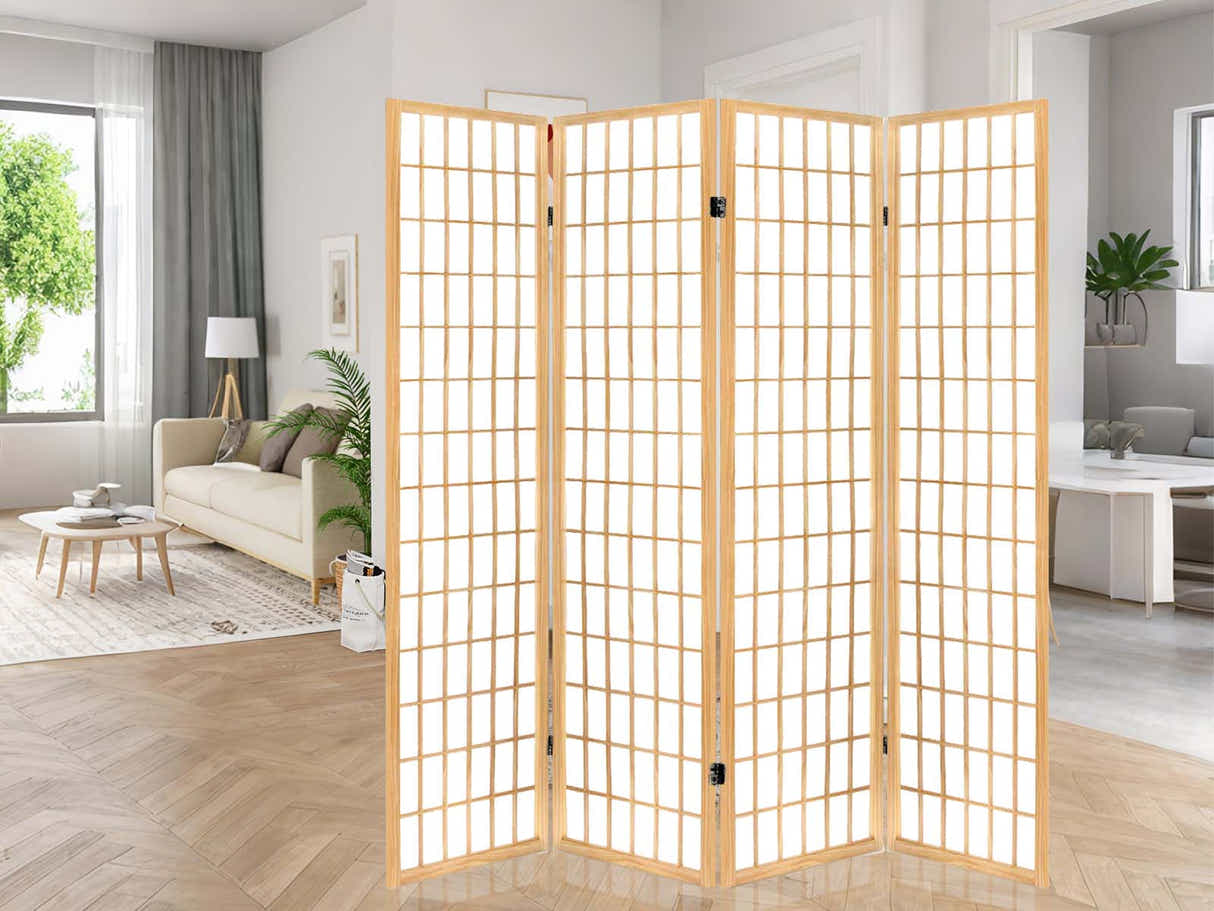 Room divider E P1 4 panel Natural