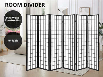 Room divider E P1 6 panel Black