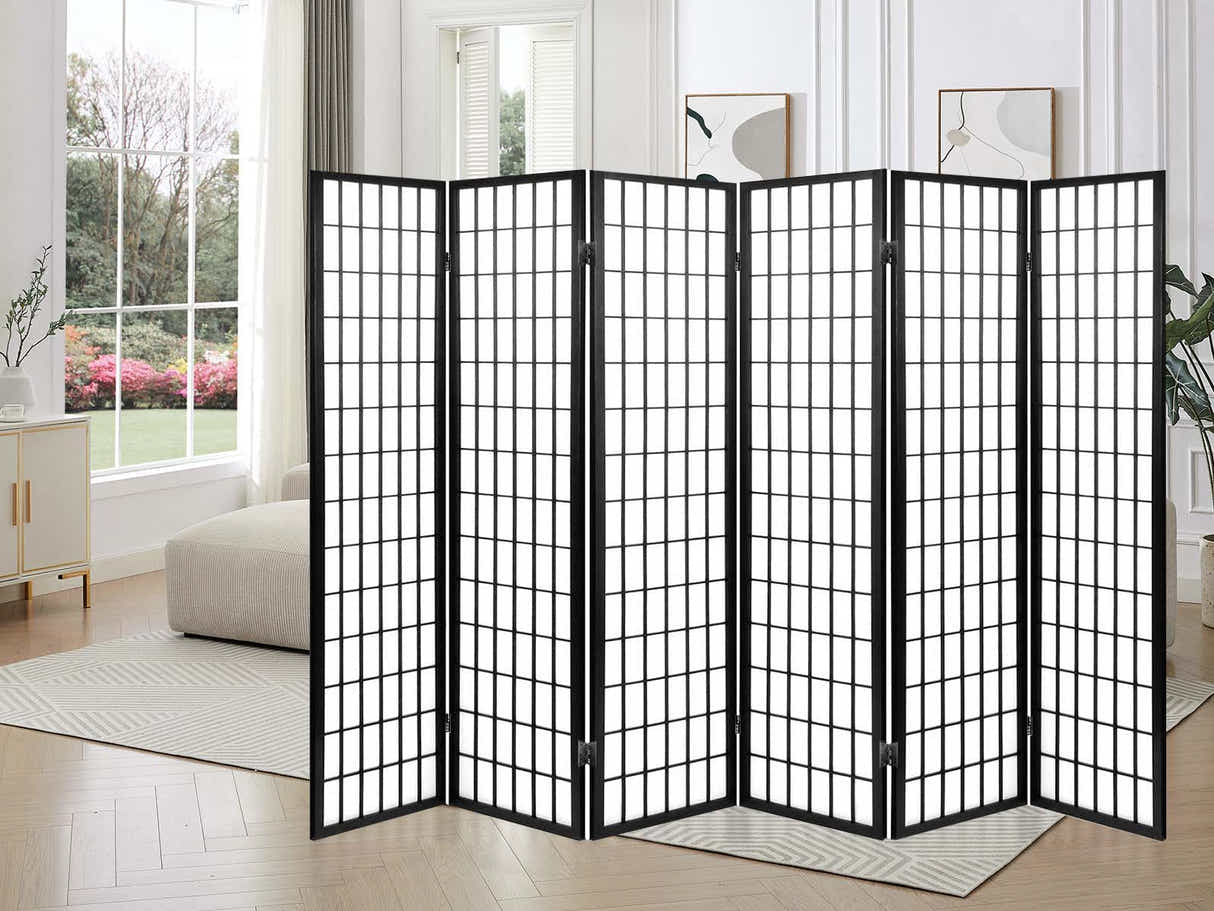 Room divider E P1 6 panel Black