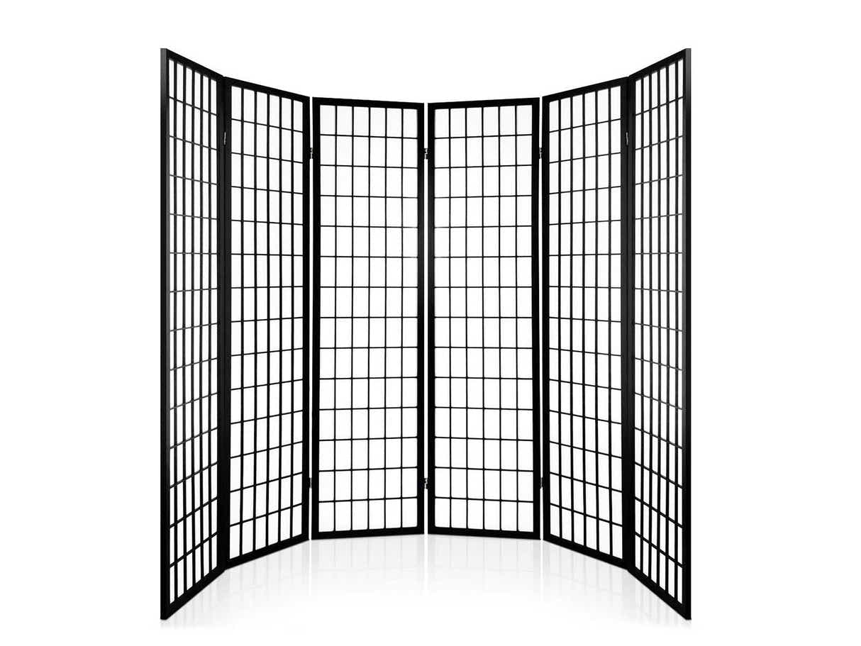Room divider E P1 6 panel Black