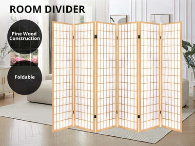 Room divider E P1 6 panel Natural