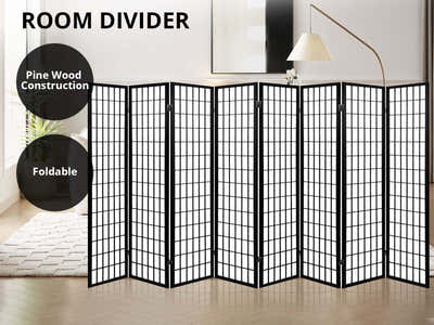 Room divider E P1 8 panel Black