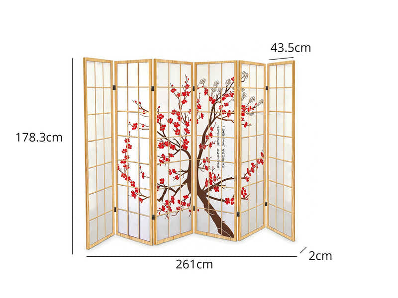 DS Room divider E P2 6 panel Natural