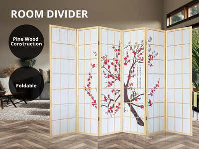 Room divider E P2 6 panel Natural