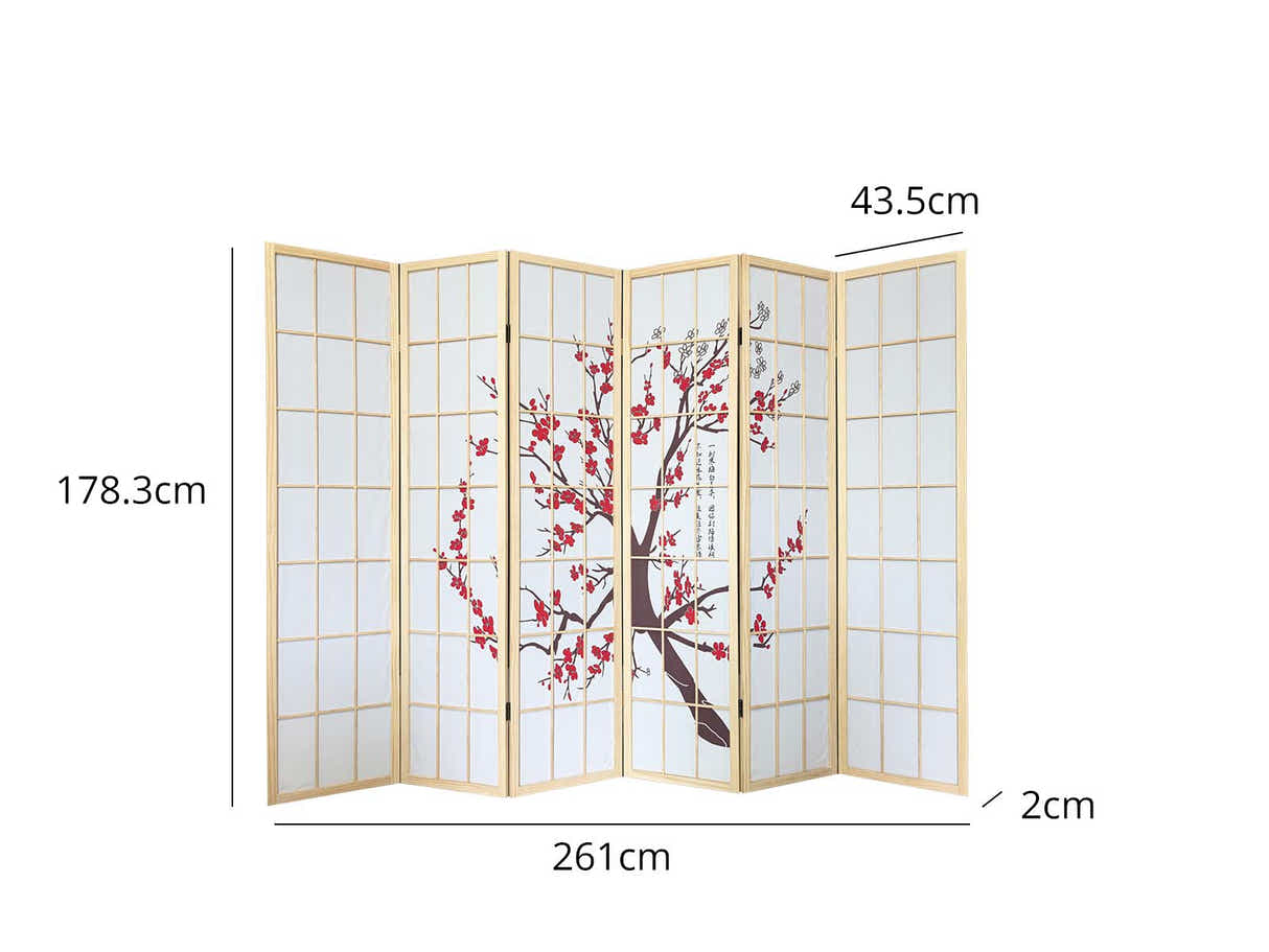 Room divider E P2 6 panel Natural