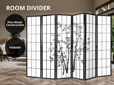 Room divider E P3 6 panel Black