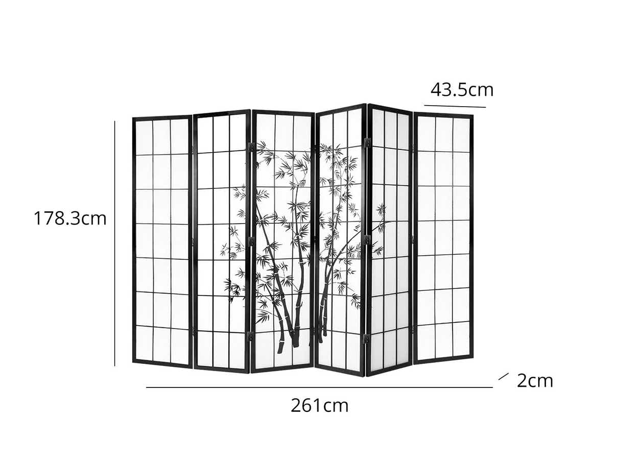 Room divider E P3 6 panel Black