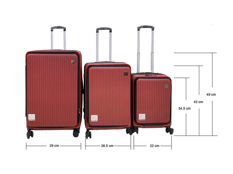 Luggage Set 3pcs front open wine red