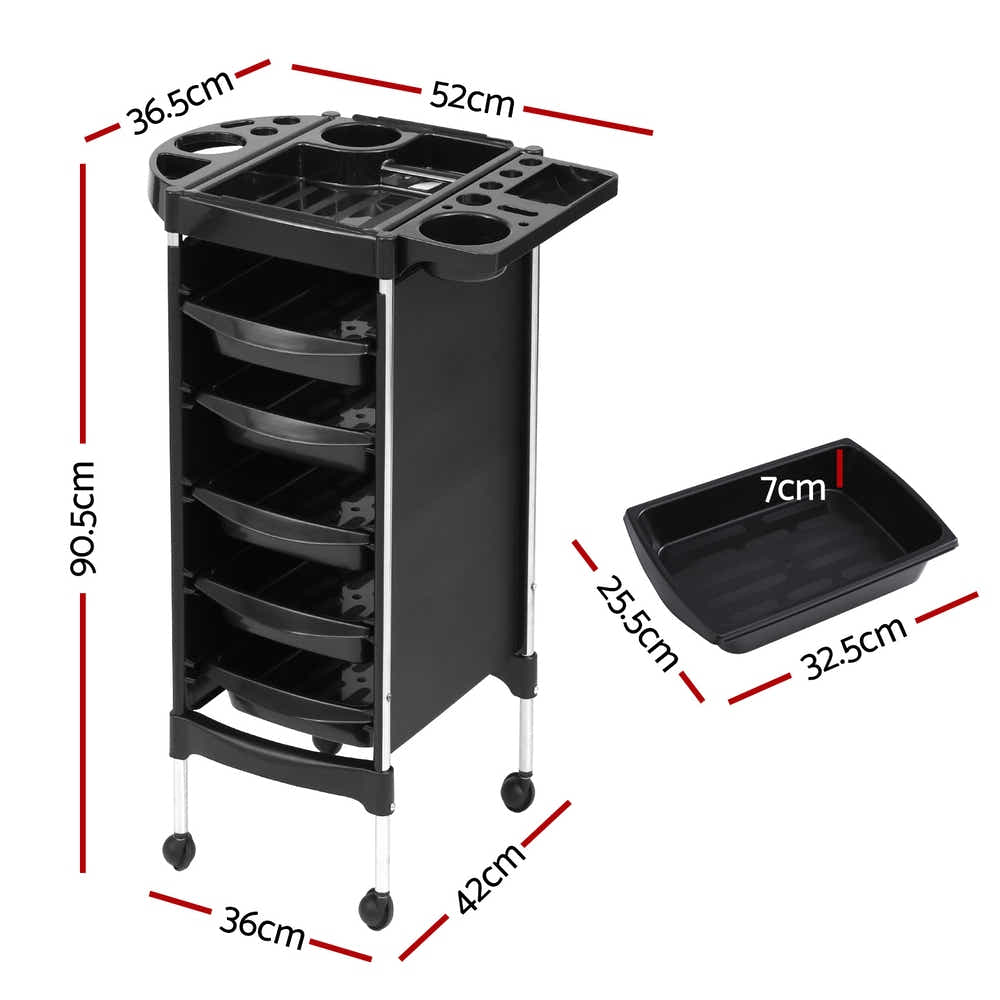 DS NA Salon Trolley Cart Spa Beauty Rolling Tray Hairdressing Storage 6 Tiers