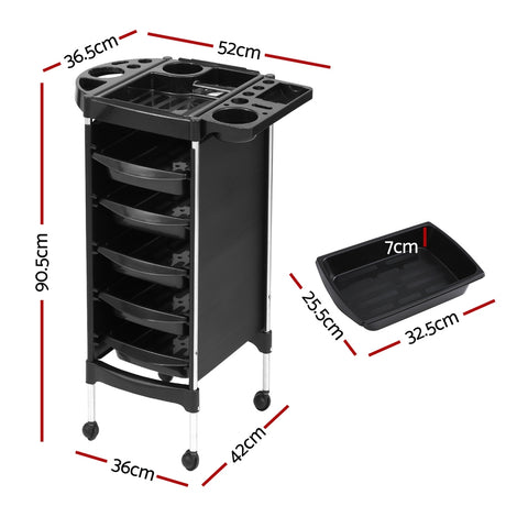 DS NA Salon Trolley Cart Spa Beauty Rolling Tray Hairdressing Storage 6 Tiers