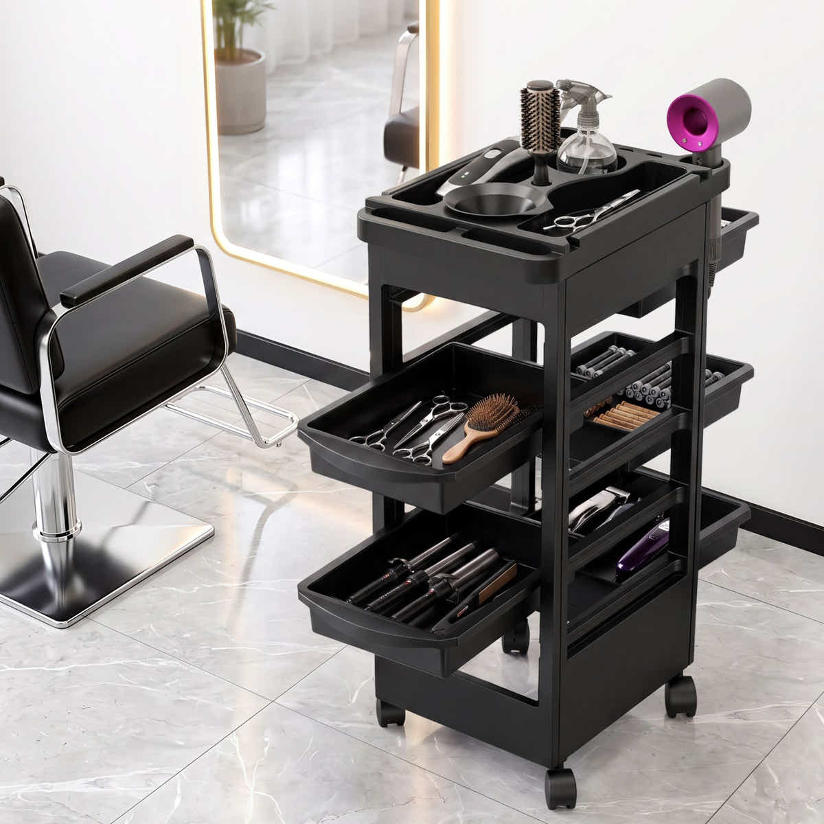 Embellir 6-Tier Salon Trolley Cart on Wheels Barber Mobile Hairdressing Cart
