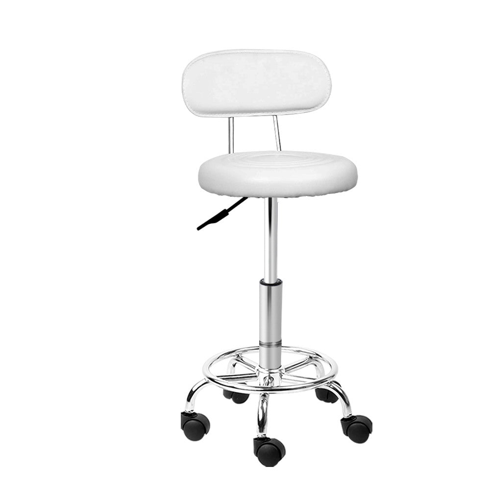 DS NA Artiss Salon Stool Swivel Chair Backrest White