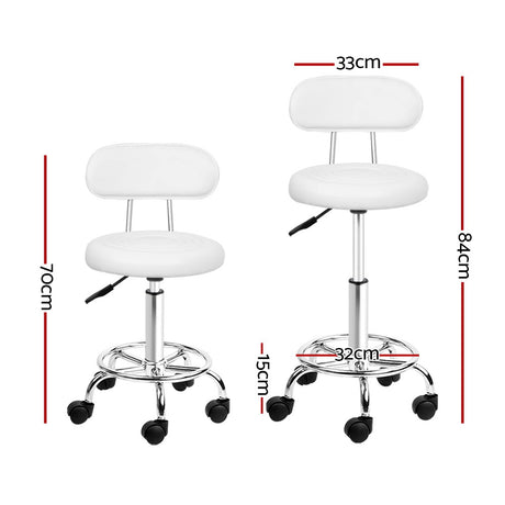 DS NA Artiss Salon Stool Swivel Chair Backrest White