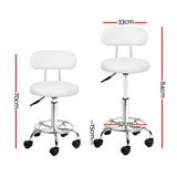 DS NA Artiss Salon Stool Swivel Chair Backrest White