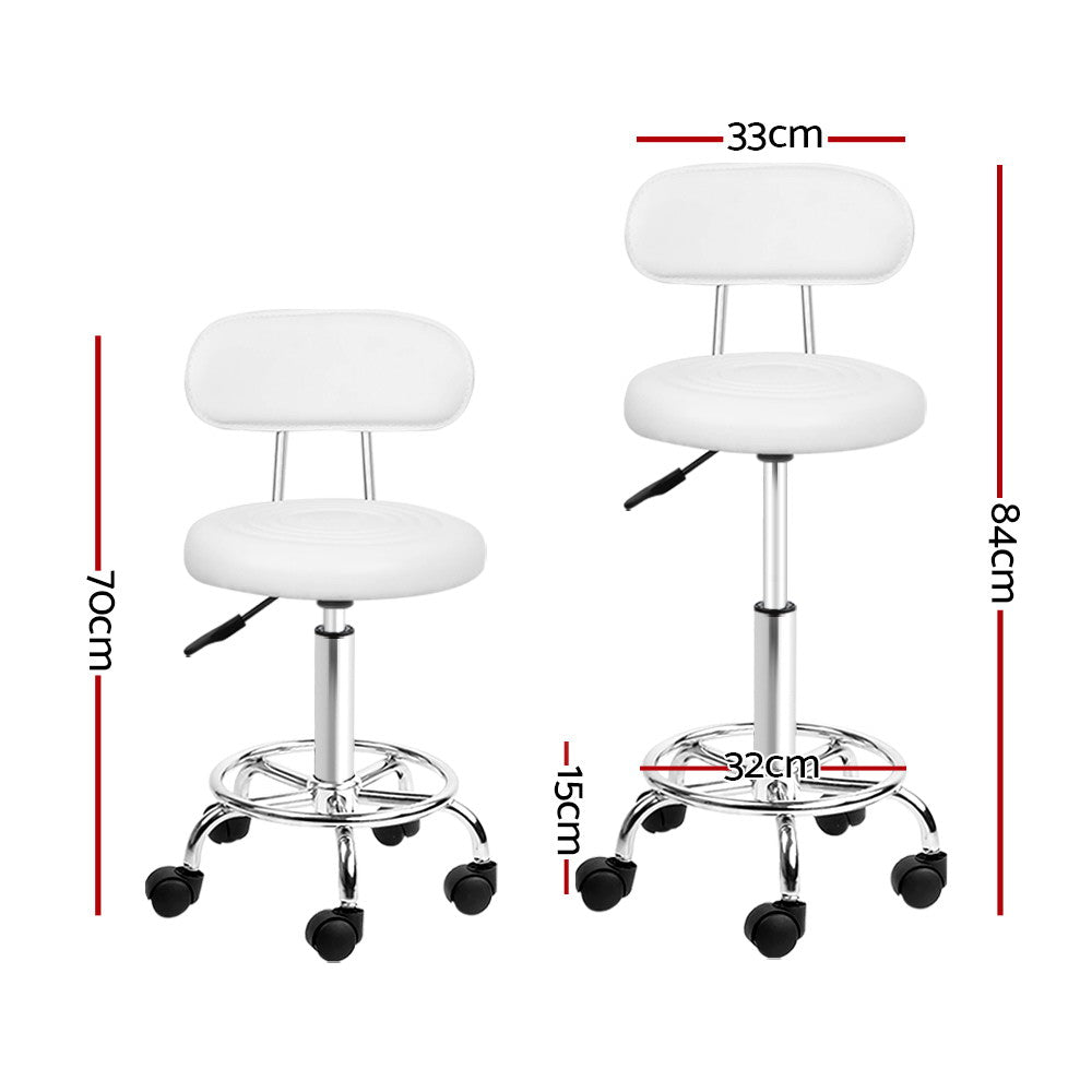DS NA Artiss Salon Stool Swivel Chair Backrest White