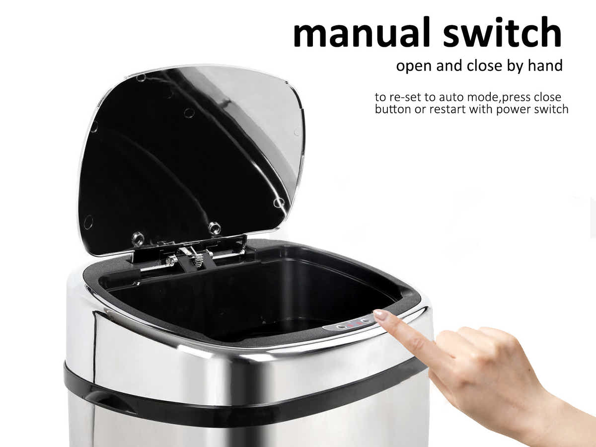 68L Square Sensor Bin - Silver