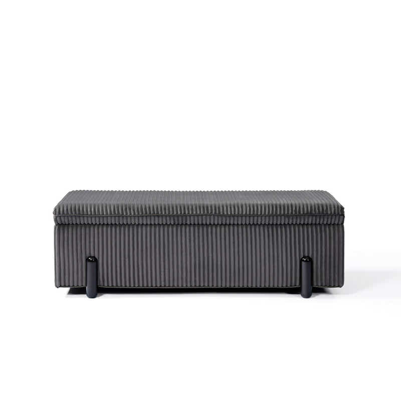 Arna Corduroy Ottoman Bench with Storage - Grey
