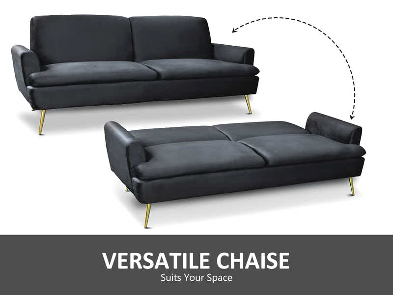 Gyllene Velvet Sofa Bed - Black