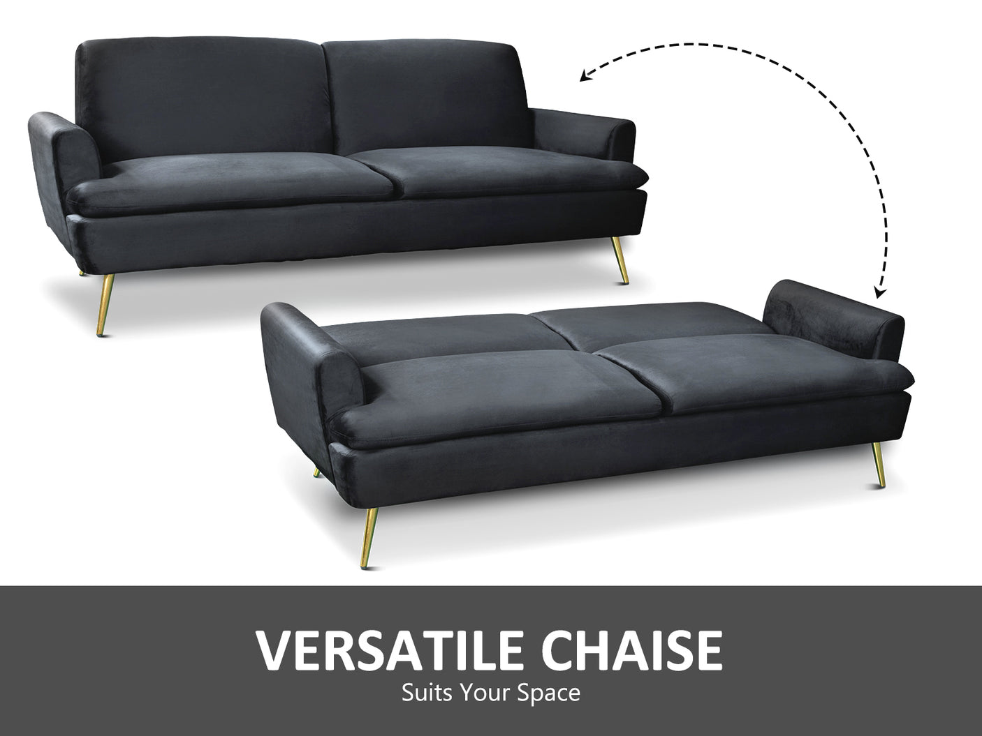 Gyllene Velvet Sofa Bed