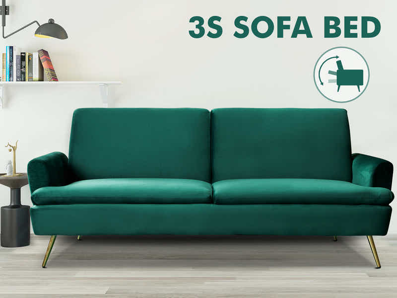 Gyllene Velvet Sofa Bed - Dark Green