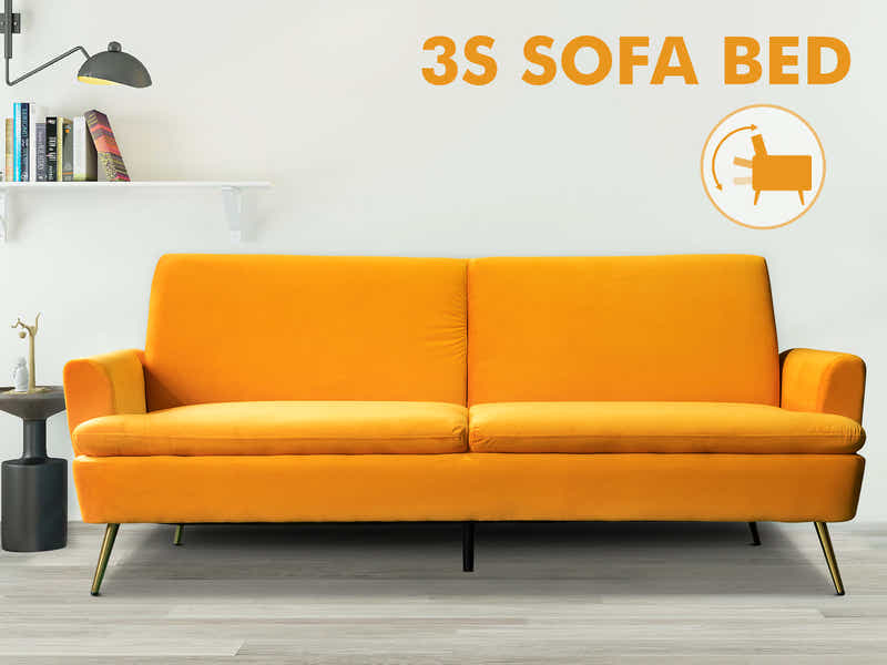 Gyllene Velvet Sofa Bed - Yellow