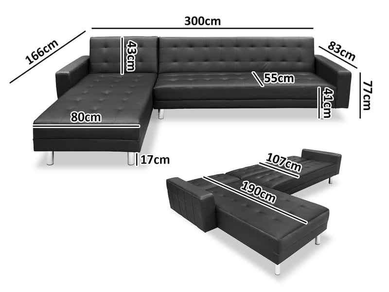 Klika PU Leather Sofa Bed - Black