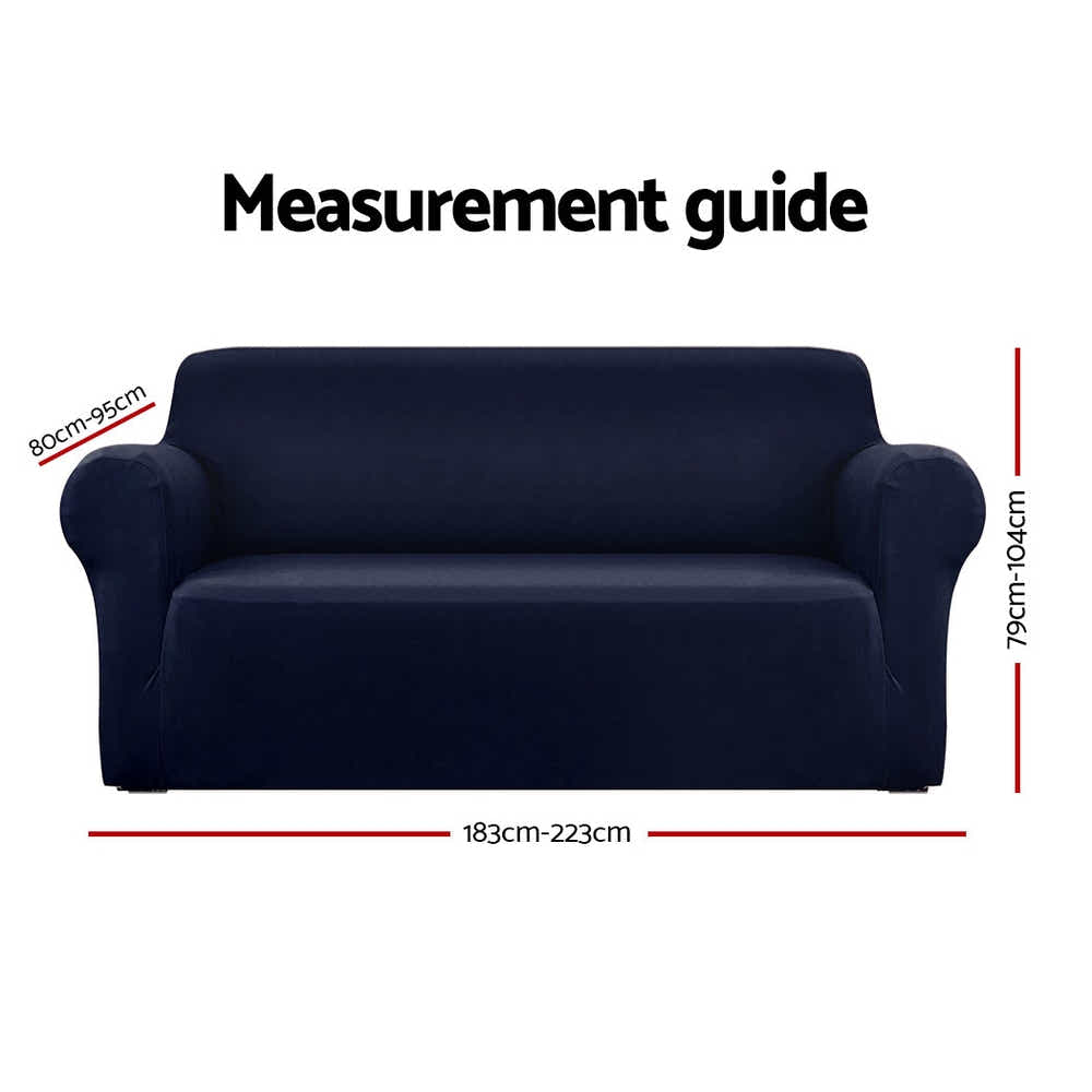 DS NA Artiss Sofa Cover Elastic Stretchable Couch Covers Navy 3 Seater