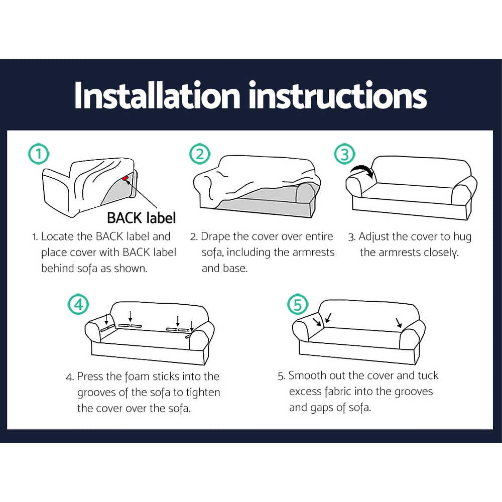 DS NA Artiss Sofa Cover Elastic Stretchable Couch Covers Navy 3 Seater