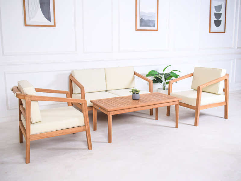 Jason Teak wood 2 Seater Creamy