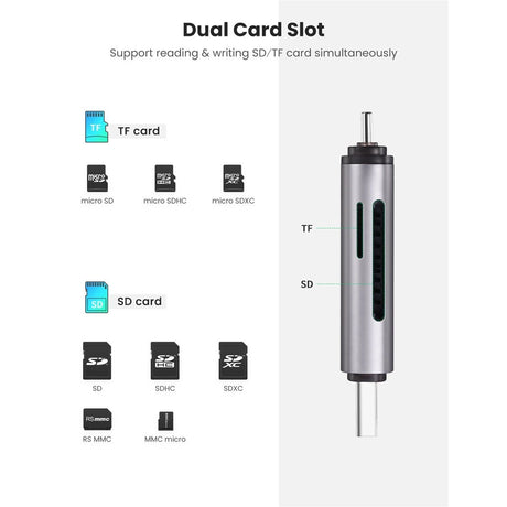 DS PB UGREEN CM185 USB-C & USB-A 3.0 Male To SD/TF Dual Slots OTG Card Adapter