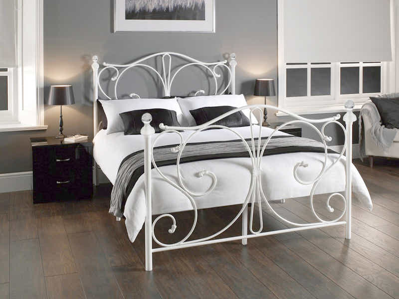 Elizabeth White Bed with Bonnell Mattress Combo - Queen