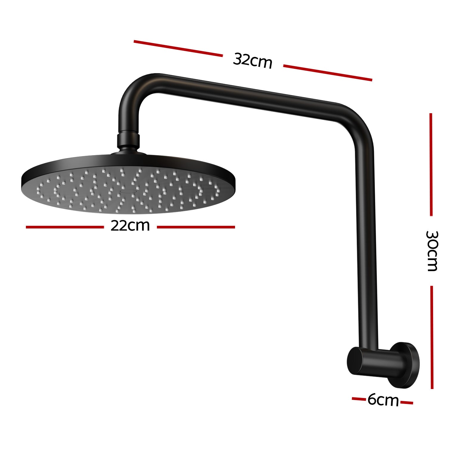 DS NA 9'' Rain Shower Head Overhead High-pressure Swivel Black