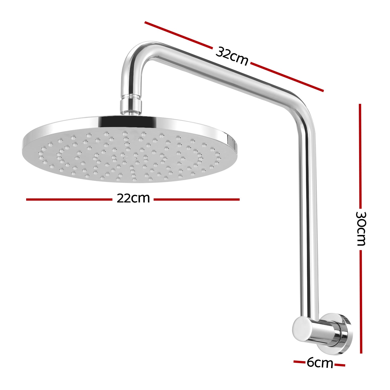 DS NA 9'' Rain Shower Head Overhead High-pressure Swivel Chrome