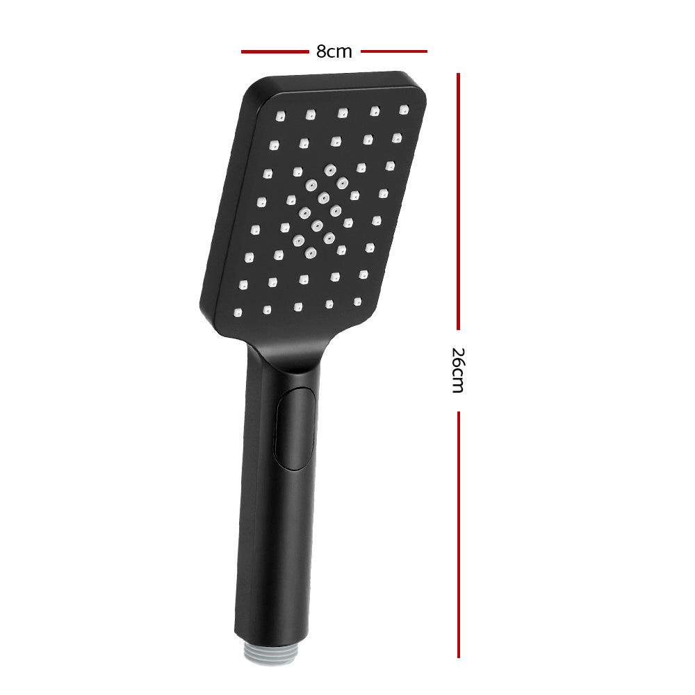 DS NA Handheld Shower Head 3.1'' High Pressure 3 Spray Modes Square Black