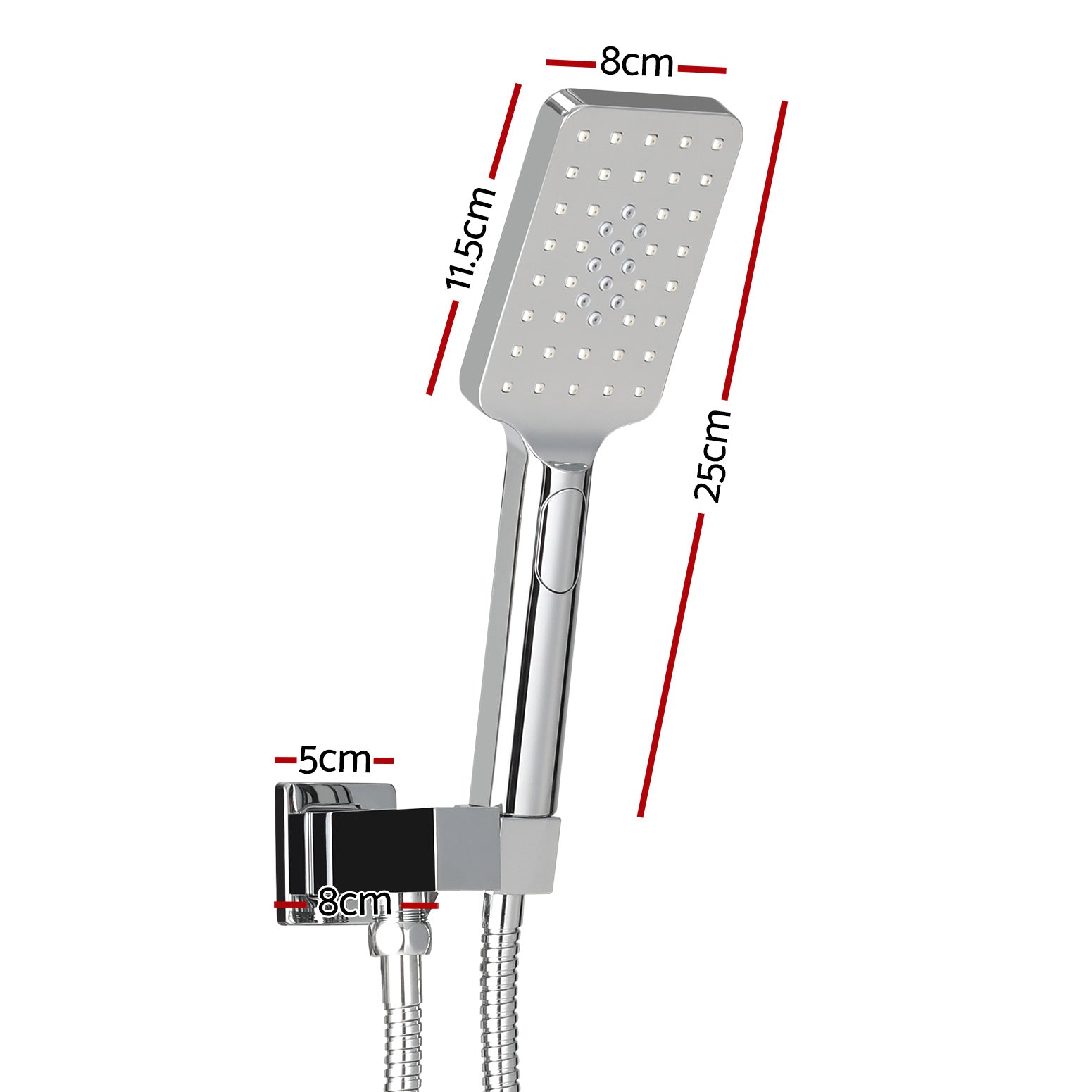 DS NA Handheld Shower Head Holder 3.1'' High Pressure Silver