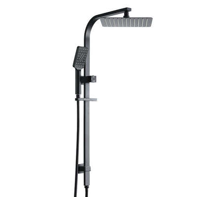 DS NA 10'' Rain Shower Head Set Handheld Square High Pressure Black