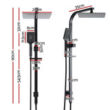 DS NA 10'' Rain Shower Head Set Handheld Square High Pressure Black