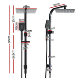 DS NA 10'' Rain Shower Head Set Handheld Square High Pressure Black
