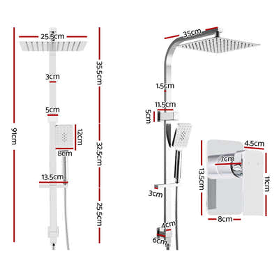 DS NA Cefito 10'' Rain Shower Head Set  High Pressure Mixer Tap Chrome