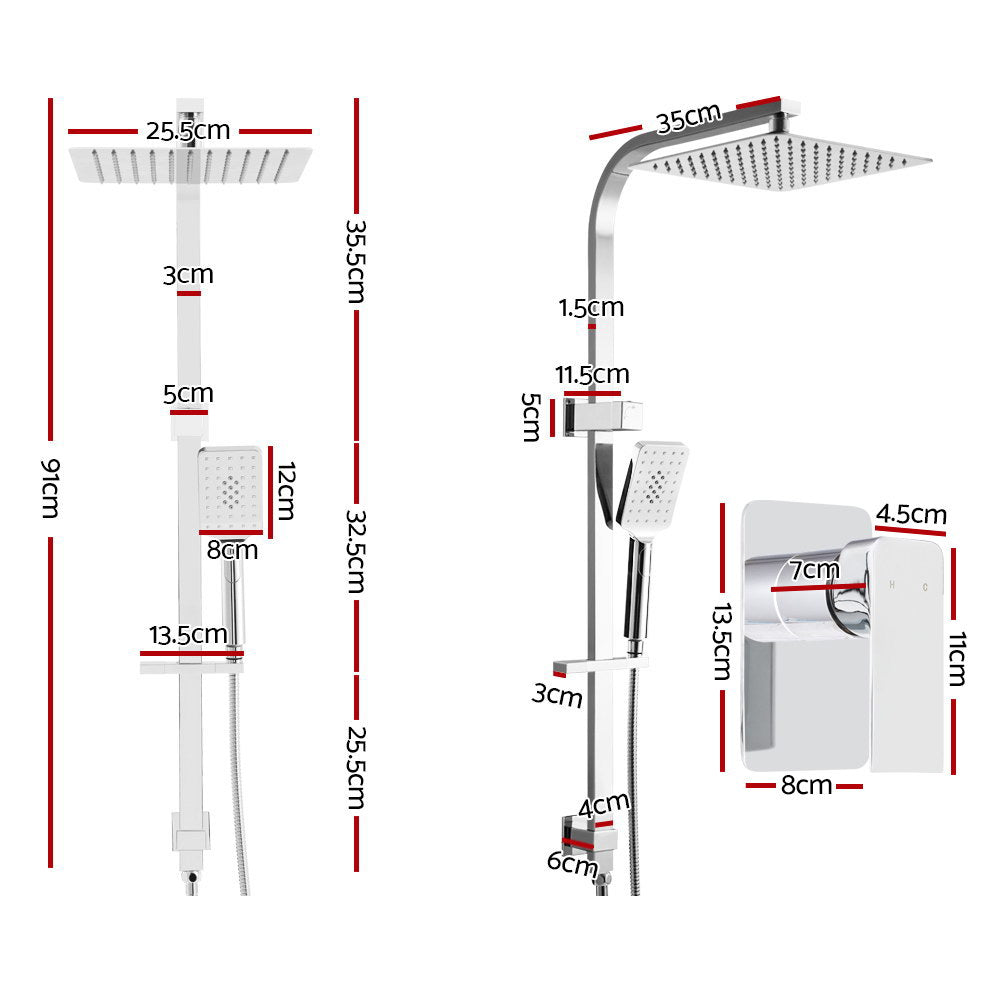 DS NA Cefito 10'' Rain Shower Head Set  High Pressure Mixer Tap Chrome