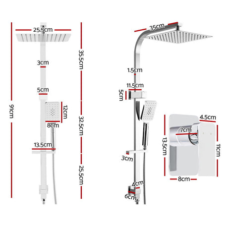 DS NA Cefito 10'' Rain Shower Head Set  High Pressure Mixer Tap Chrome