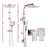 DS NA WELS 10'' Rain Shower Head Taps Round Handheld High Pressure Wall Chrome
