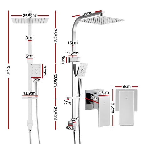 DS NA WELS 10'' Rain Shower Head Taps Round Handheld High Pressure Wall Chrome