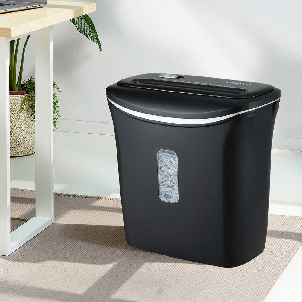 DS NA Devanti 12L Cross-Cut Shredder 8-Sheet Paper Home Office Credit Card