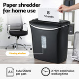 DS NA Devanti 12L Cross-Cut Shredder 8-Sheet Paper Home Office Credit Card