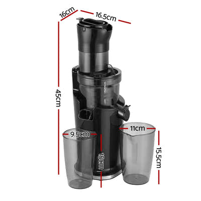 DS NA Devanti Slow Juicer Cold Press Fruit Juice Extractor 200W Black