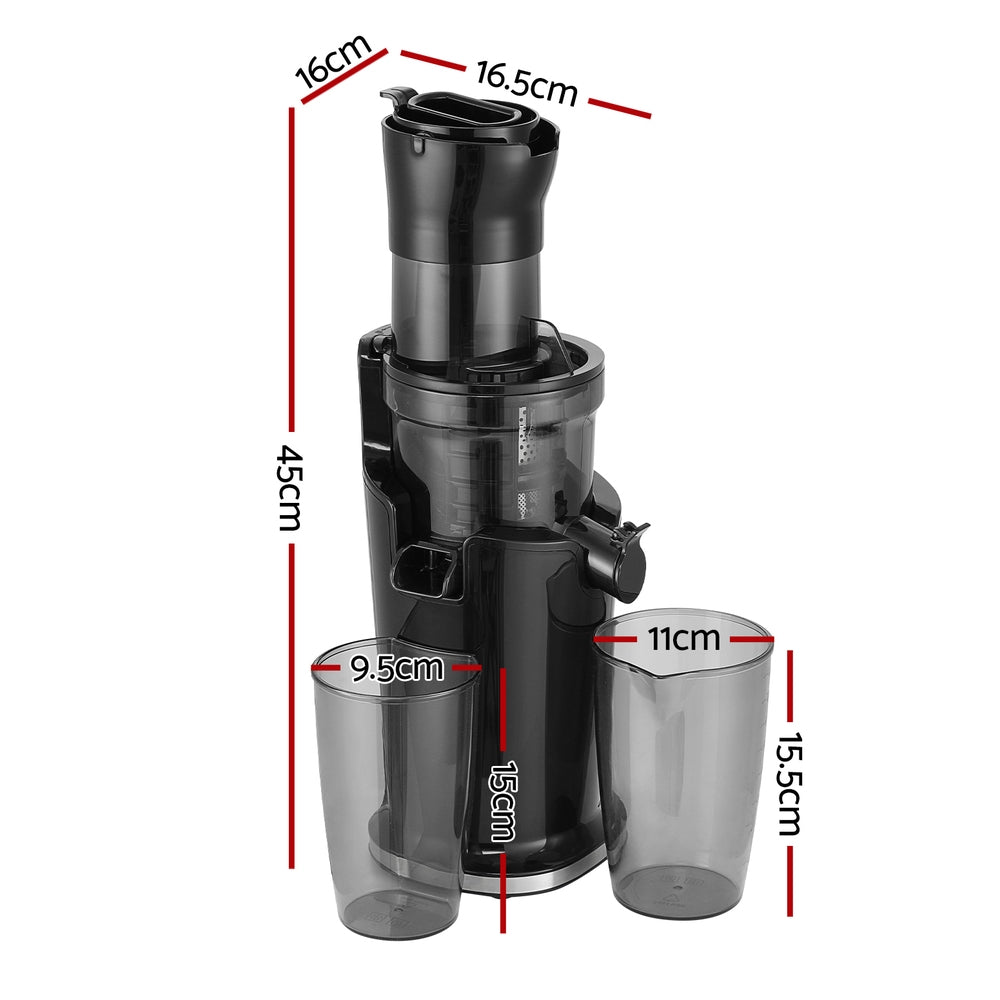 DS NA Devanti Slow Juicer Cold Press Fruit Juice Extractor 200W Black